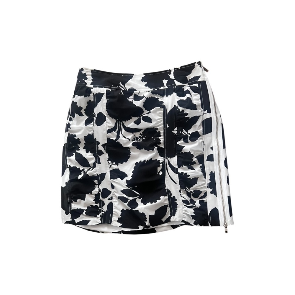 Black White Floral Mini Skirt Made in New York Size 8